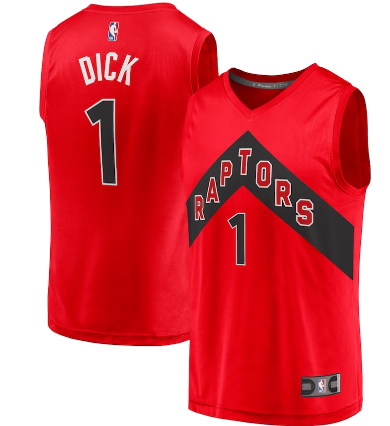 2023 NBA Toronto Raptors 1 Gradey Dick Red Nike Icon Edition Swingman Jersey